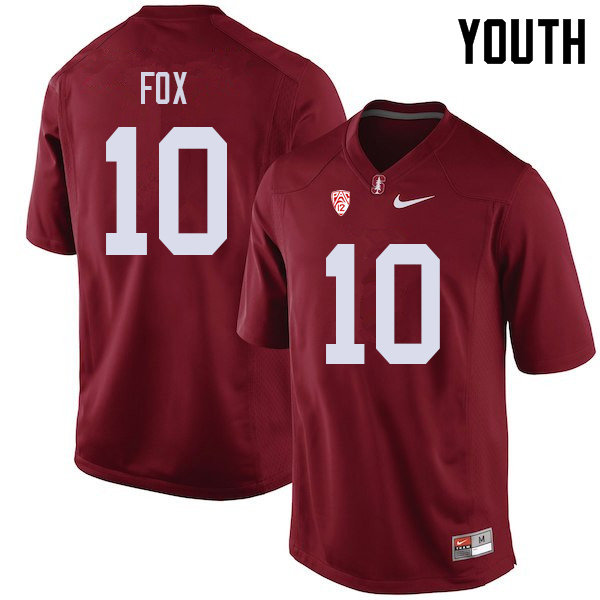 Youth #10 Jordan Fox Stanford Cardinal College Football Jerseys Sale-Cardinal